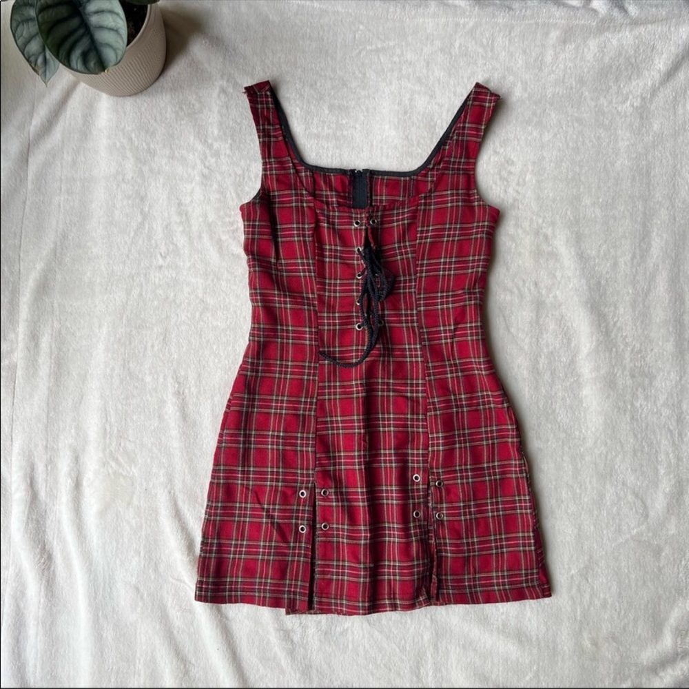 ISO!!! Name your price lip service red plaid dress with safety pins size small